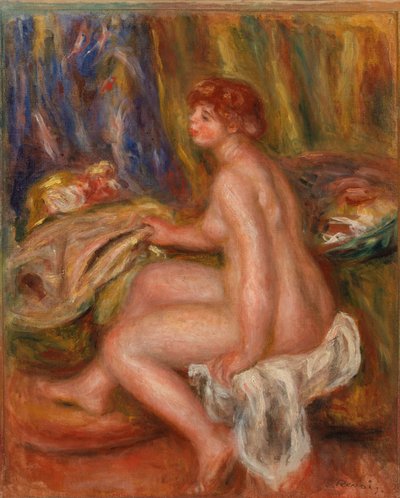 Siddende kvinde nøgen, profilvisning af Pierre-Auguste Renoir