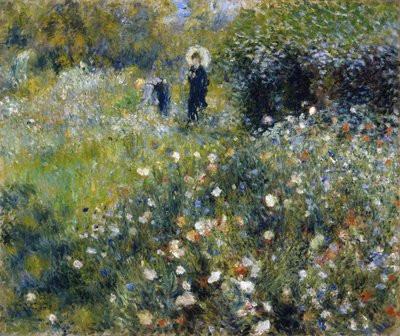 Kvinde med parasol i en have af Pierre-Auguste Renoir