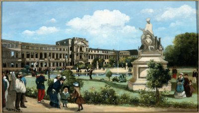 Ruinerne af Tuileries-paladset efter branden i 1871, ca. 1880 (olie på træ) af Pierre-François Marangé