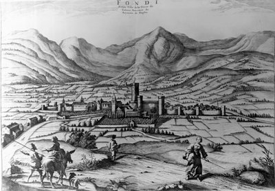 Byen Fondi, gravering af Pieter Mortier (1661-1711) fra New Theatre of Italy af Pierre (1661 1711) Mortier
