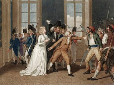 20. juni 1792 på Chateau des Tuileries i Paris - Hengivenhed af Madame Elisabeth (Elisabeth Philippine Marie Helene de France dit Madame Elisabeth (1764-1794) - gravering af Pierre Bouillon (1776 - 1831) af Pierre (after) Bouillon