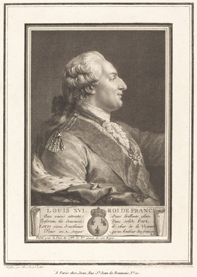 Louis XVI, konge af Frankrig af Pierre Adrien Le Beau after Benedict Alphonse Nicolet