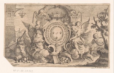 Allegorisk fremstilling med den franske krones våbenskjold af Pierre Alexandre Aveline