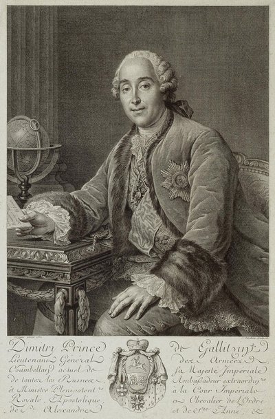 Portræt af prins Dmitrij Mikhailovich Golitsyn 1721-1793, 1762 af Pierre Alexandre Tardieu