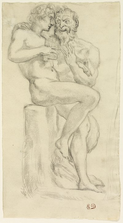 Studie af en nøgen figur og en faun af Pierre Andrieu
