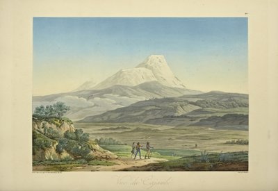Udsigt over Cajambe, graveret af Bouquet, illustration fra 