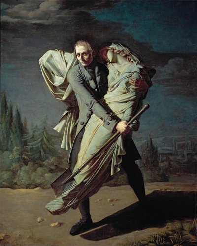 Young og hans datter ... (olie på lærred) af Pierre Antoine Augustin Vafflard