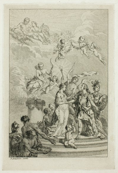 Allegori om ægteskabet af Dauphin Louis med Infanta Maria Theresa af Spanien af Pierre Antoine Baudouin