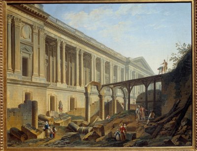 Degagement of the Louvre Colonnade Works carried out by Jacques Germain Soufflot. Painting by Pierre Demachydani af Pierre Antoine Demachy