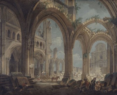 Nedrivning af kirken Saint-Jean-en-Greve, ca. 1800 (olie på lærred) af Pierre Antoine Demachy