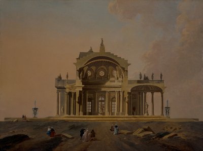 Fantastiske arkitektstudier med figurer af Pierre Antoine Demachy