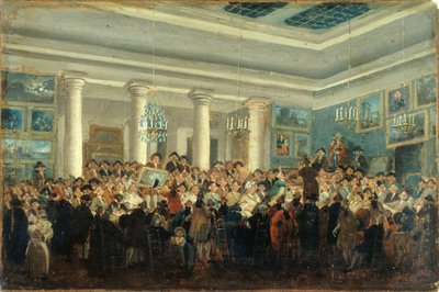 Offentligt salg af malerier, ca. 1785 (olie på lærred) af Pierre Antoine Demachy