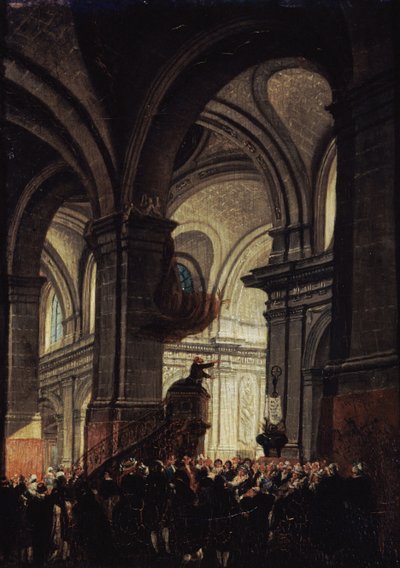Kapucinerprædiken i Saint Roch-kirken, 1780. af Pierre Antoine Demachy