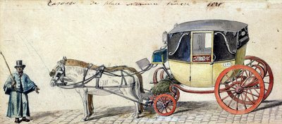 Hest og vogn, 1825 (pen og blæk og wc på papir) af Pierre Antoine Lesueur