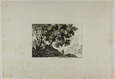 Landskab med mand, der bærer stav af Pierre Antoine Mongin