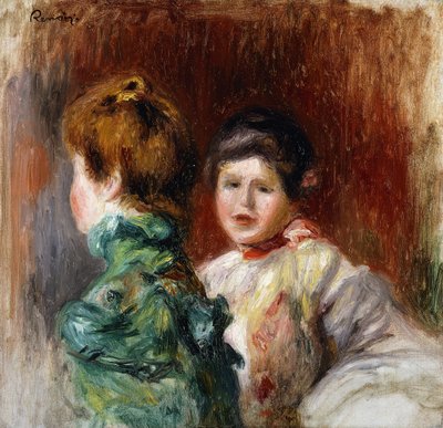 En skitse af to kvinders hoveder; Esquisse, Deux Tetes de Femmes, 1895 af Pierre Auguste Renoir