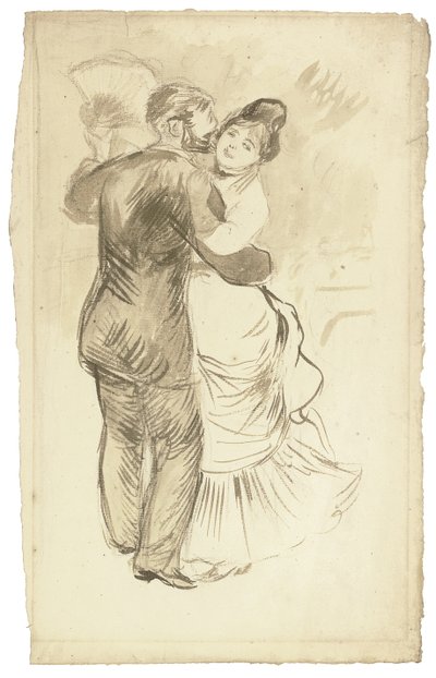En undersøgelse til "Dans på landet", 1883 af Pierre Auguste Renoir