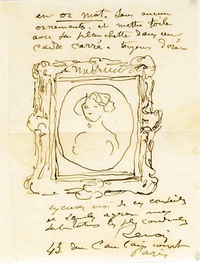 Autografbrev underskrevet til Dr. Fritz Thurneyssen, Paris og Les Collettes, 24. juni 1908 af Pierre Auguste Renoir