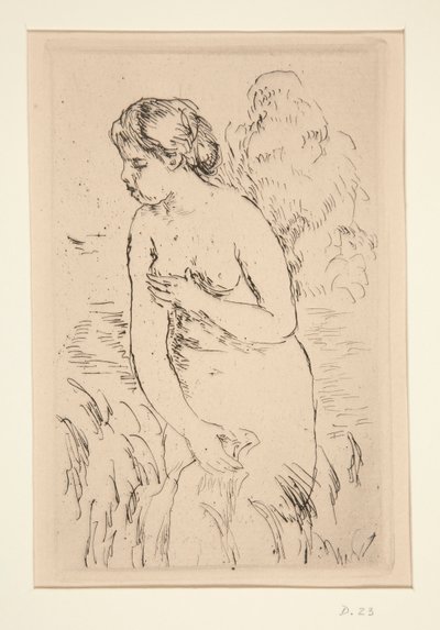 Baigneuse debut, ? mi-jambes (stående bader, ned til knæene) af Pierre Auguste Renoir