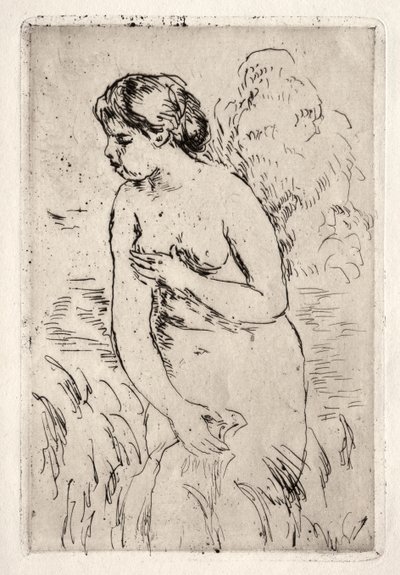 Badende stående op til sine knæ af Pierre Auguste Renoir