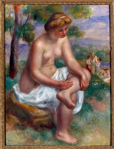 Badende siddende i et landskab kaldet Eurydice Maleri af Pierre Auguste Renoir af Pierre Auguste Renoir