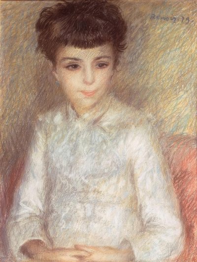 Portræt af en ung pige med brunt hår af Pierre Auguste Renoir