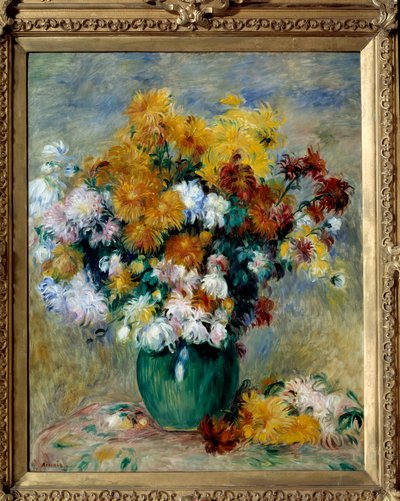 Buket af krysantemum. Maleri af Pierre Auguste Renoir (1841-1919) af Pierre Auguste Renoir