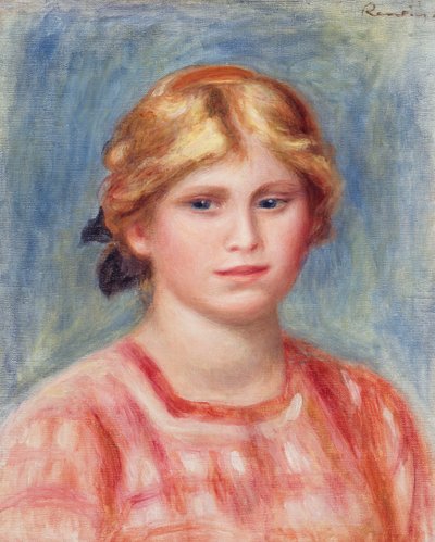 Buste af en kvinde med en rosafarvet bluse, 1905 af Pierre Auguste Renoir