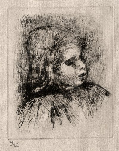 Claude Renoir, tre fjerdedele til højre, 1908. af Pierre Auguste Renoir