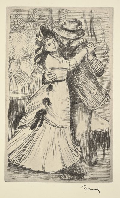Dans på landet, ca. 1890 (blød jordætsning) af Pierre Auguste Renoir