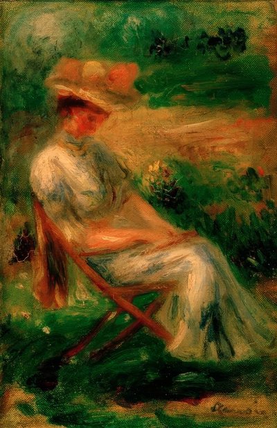 Sitzende Frau in einem Garten von Pierre Auguste Renoir
