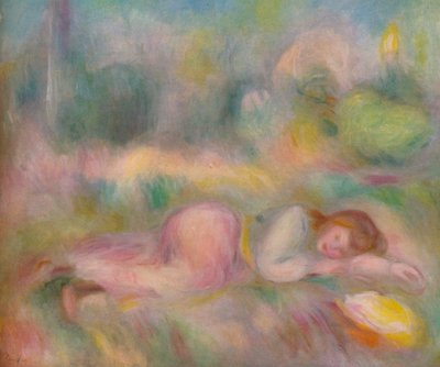 Pige liggende i græsset, c1890 af Pierre Auguste Renoir