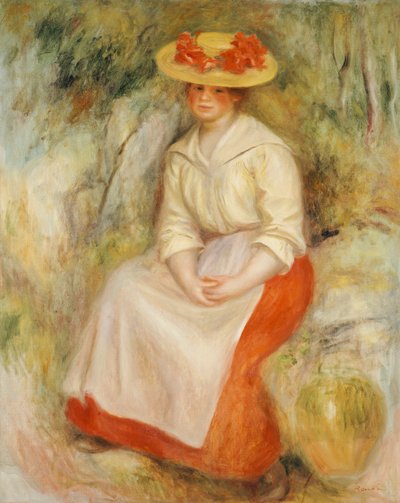 Gabrielle i en stråhat, 1900 af Pierre Auguste Renoir