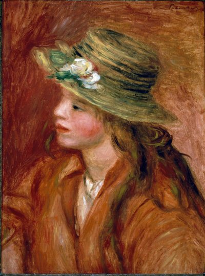 Pige i stråhat. Maleri af Pierre Auguste Renoir (Pierre-Auguste af Pierre Auguste Renoir