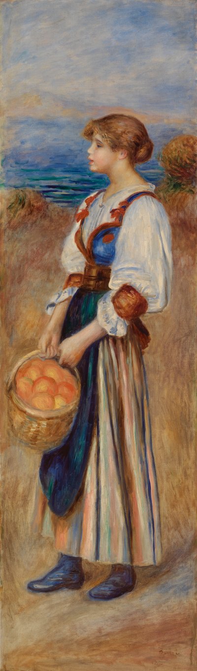Pige med kurv med appelsiner (Marchande d