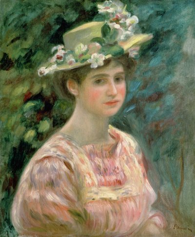 Pige med eglantiner på hatten, ca.1896 af Pierre Auguste Renoir