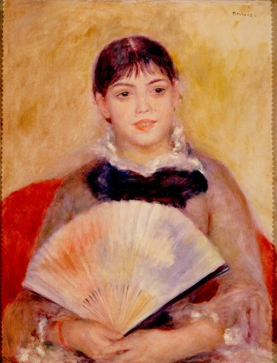Pige med ventilator af Pierre Auguste Renoir