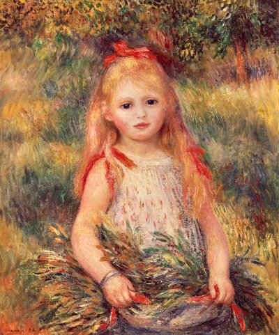 Pige med kornskurve af Pierre-Auguste Renoir (1841-1919), olie på lærred, 65x54 cm af Pierre Auguste Renoir