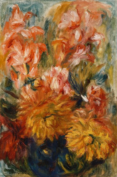 Gladioler i en blå vase; Gladiolus i en blå vase, af Pierre Auguste Renoir