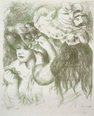 Hattenål, første bræt; Pinhatten, første plade, ca. 1897 af Pierre Auguste Renoir