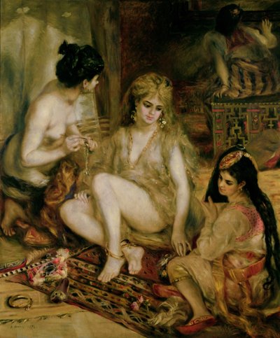 Interiør af et Harem i Montmartre, parisiske kvinder klædt ud som algeriere af Pierre Auguste Renoir