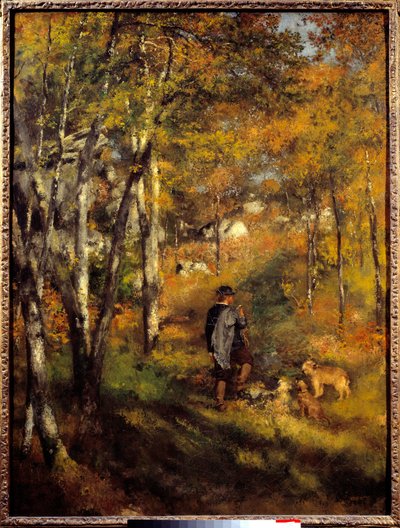 Jules Lecoeur og hans hunde i Fontainebleau-skoven. Maleri af Pierre Auguste Renoir (1841-1919) af Pierre Auguste Renoir
