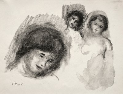 Stenen med tre skitser. af Pierre Auguste Renoir