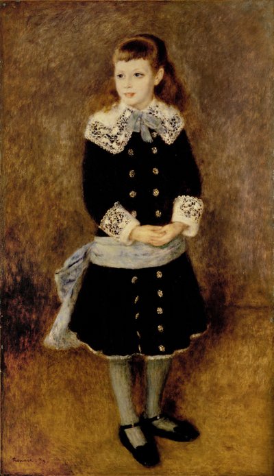 Pigen med det blå bælte ... (olie på lærred) af Pierre Auguste Renoir