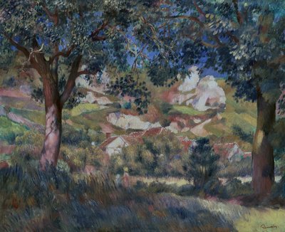 Landskab ved La Roche Guyon, ca. 1887 (olie på lærred) af Pierre Auguste Renoir