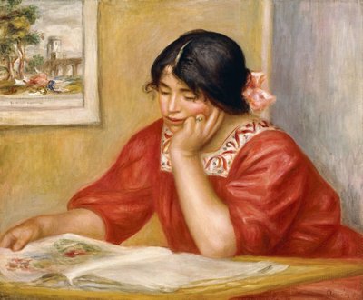 Leontine-læsning, 1909 af Pierre Auguste Renoir