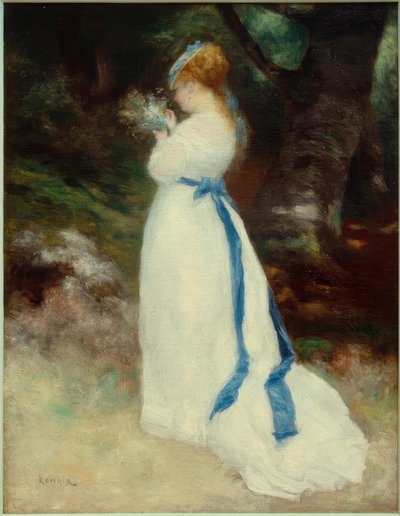 Lise med en buket blomster i marken af Pierre Auguste Renoir