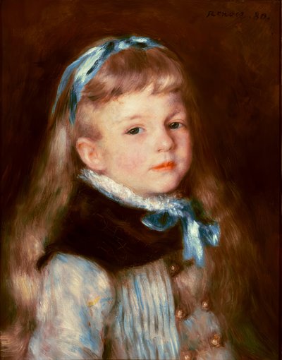 Mademoiselle Grimprel med det blå bånd af Pierre Auguste Renoir