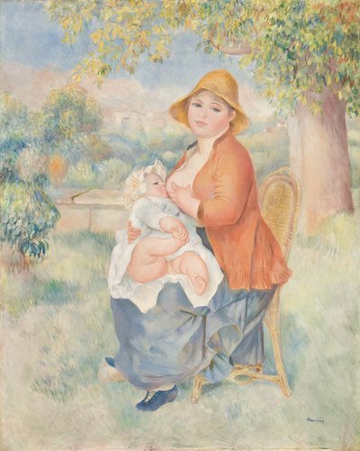 Barsel eller kvinde, der ammer sit barn (Madame Renoir og hendes søn) af Pierre Auguste Renoir