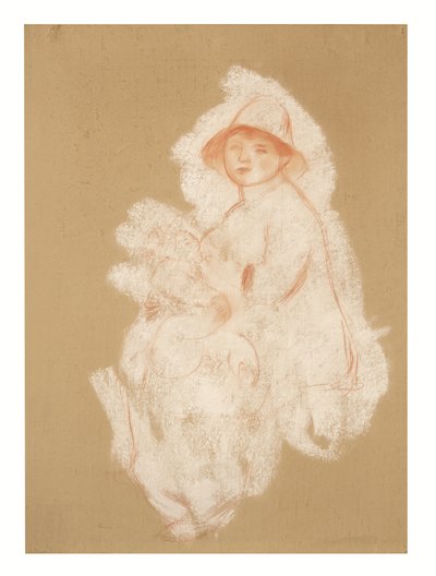 Mother and Child (Maternity) (sanguine og hvidt kridt på papir lagt på lærred) af Pierre Auguste Renoir
